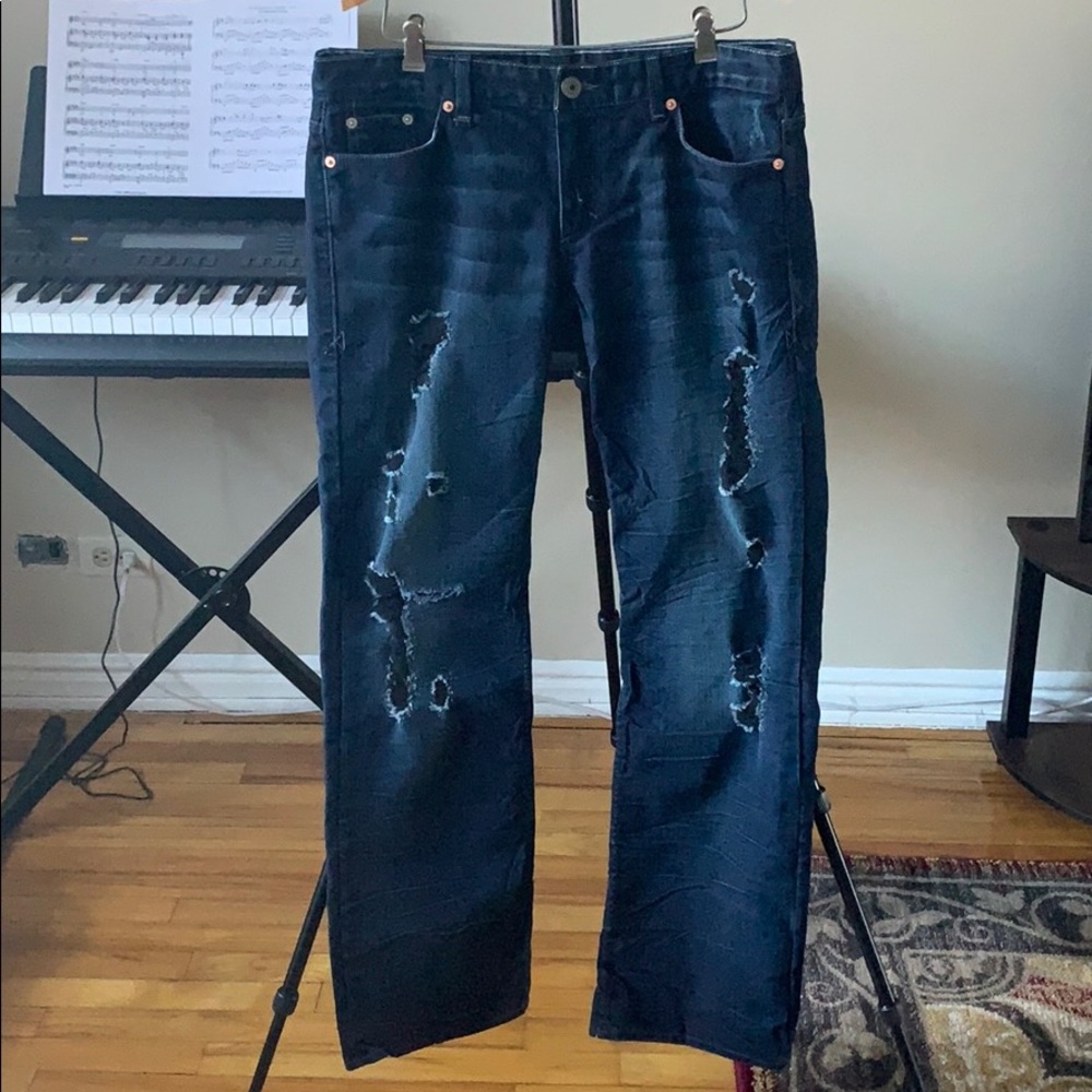 A/X Armani Exchange Ripped Straight Leg Jeans